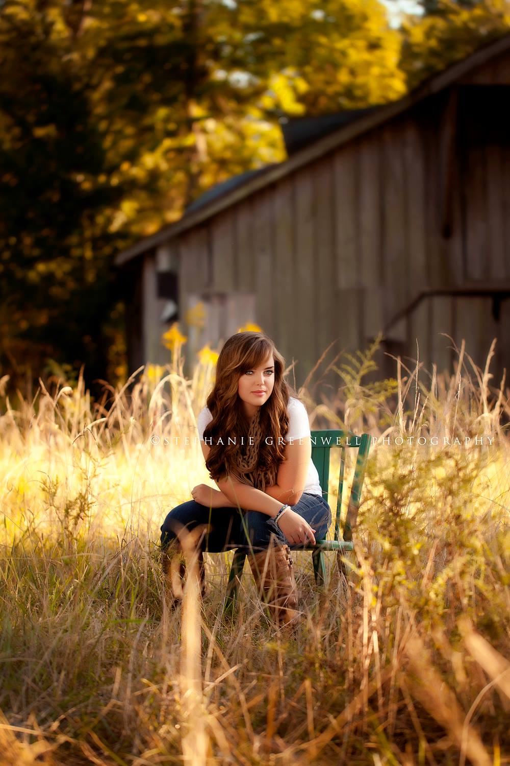 cooter missouri senior kali flowers chair in field barn scarf boots stephanie greenwell photography