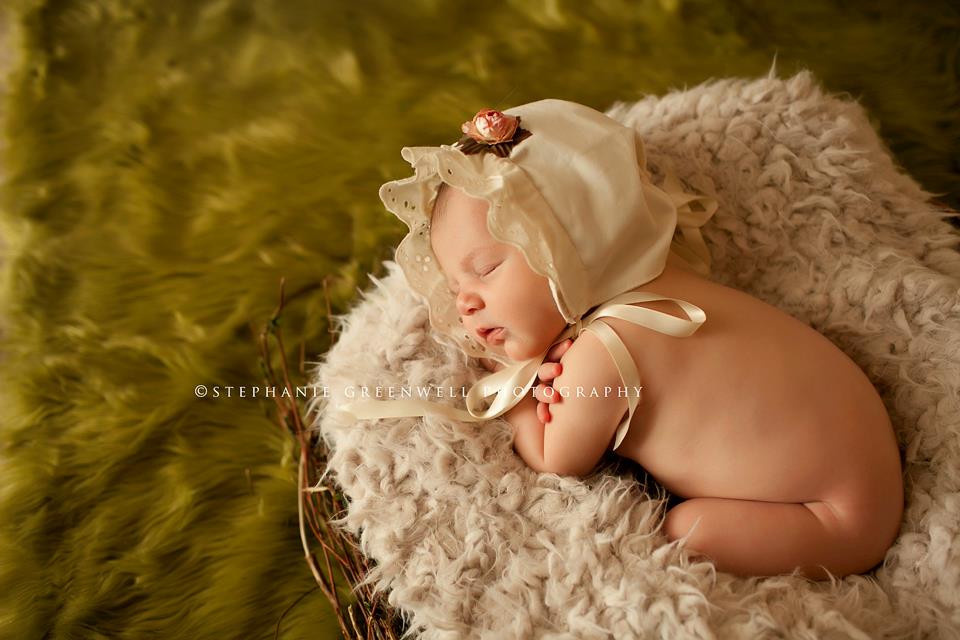 newborn baby girl bonnet mohair southeast missouri newborn photographer stephanie greenwell