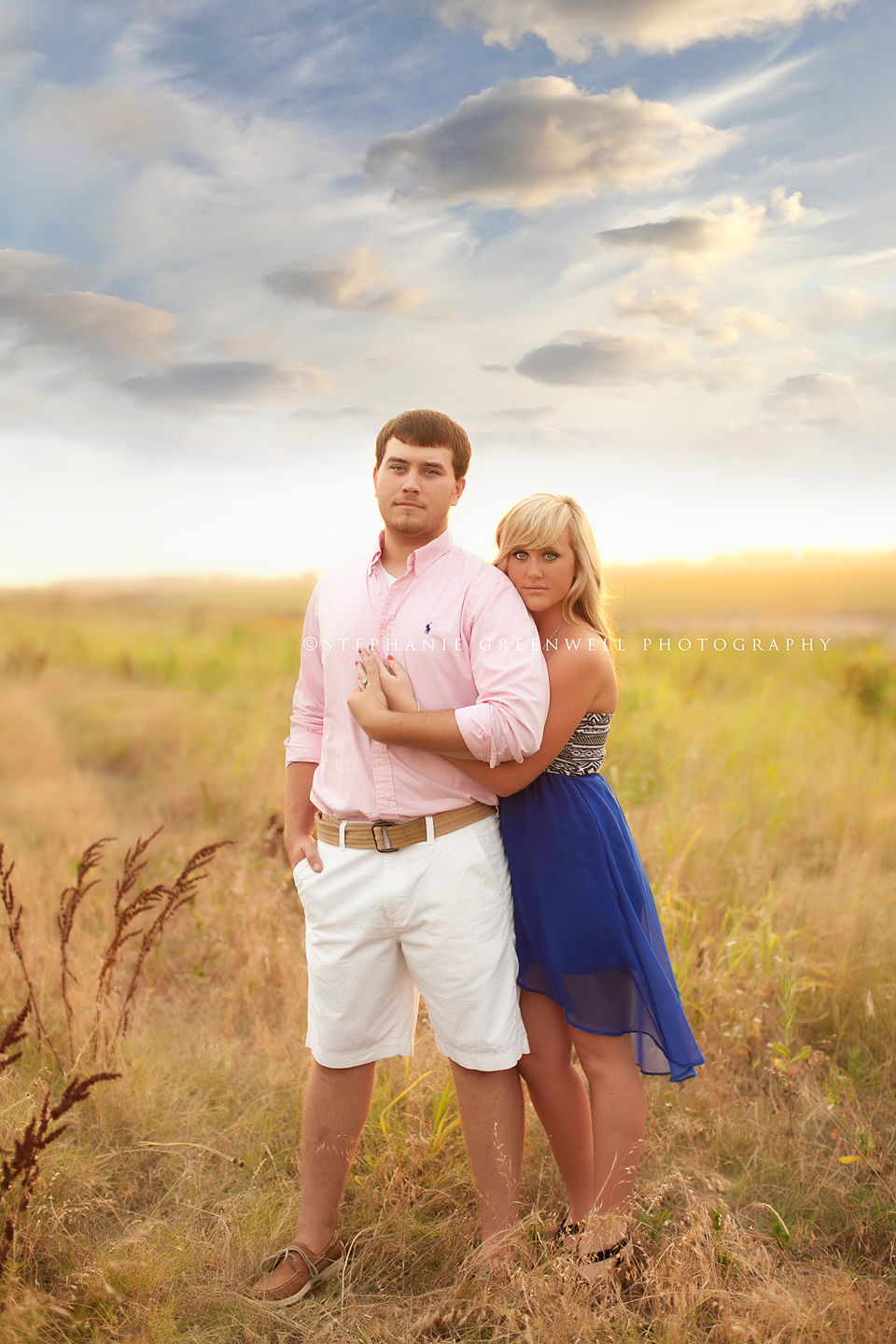 brianna greenway kaleb brents engagement blue dress in field southeast missouri stephanie greenwell