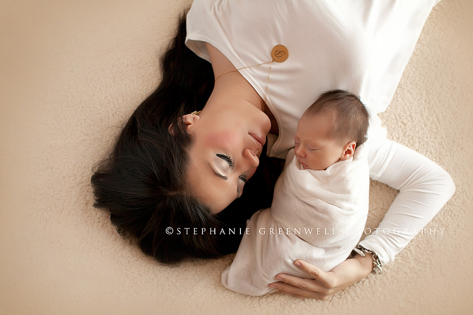 mother and son newborn baby wrapped vintage mom and child allison preston stephanie greenwell